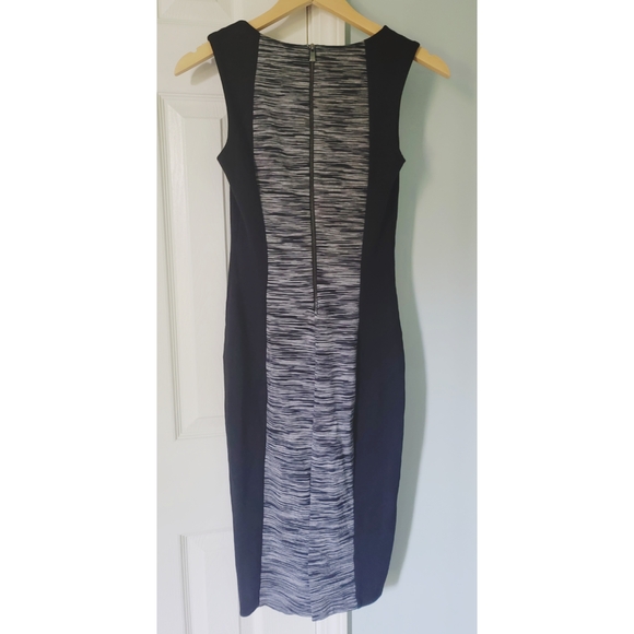 H&M Women's Dress Sz S Ponte Knit Midi Pencil Sheath Black Gray Sleeveless - Picture 4 of 6